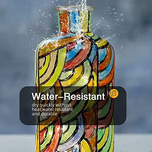 Colorful Glass Paint Kit with 6 Brushes, 1 Palette & 1 Sponge - 30ml/Bottle 26 Colors Permanent Stain Glass Paints for Gallery, Window, Wine Glass Colorful