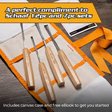 Schaaf Wood Carving Tools Set of 4 | Chisel Set with Canvas Case | Fishtail Gouges to Reach into Spaces Other Chisels Can’t | Razor Sharp CR-V 60 Schaaf Wood Carving Tools