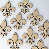ALL SIZES BULK (12pc to 100pc) Unfinished Wood Laser Cutout Fleur de Lis Dangle Earring Jewelry Blanks Shape Crafts Made in Texas Texan Wood Crafts
