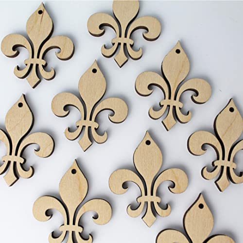 ALL SIZES BULK (12pc to 100pc) Unfinished Wood Laser Cutout Fleur de Lis Dangle Earring Jewelry Blanks Shape Crafts Made in Texas - WoodArtSupply