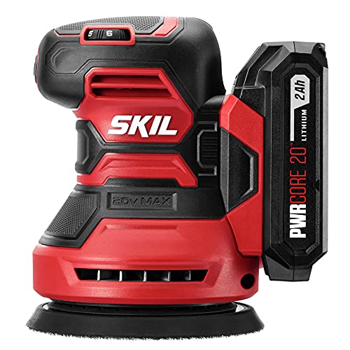 SKIL PWRCore 20 20V Brushed 5" Random Orbital Sander, Variable Speed, Includes 3pc Sandpaper, Dust Box, 2.0Ah Battery and Charger - SR6604B-10 Skil