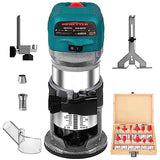 Dobetter 6.5-Amp Wood Router Tool, 1.25 HP Compact Trim Router with 6 Variable Speed, 12 Wood Router Bits, 1/4" & 3/8" Collets and Dust Hood -DBTR700 Dobetter