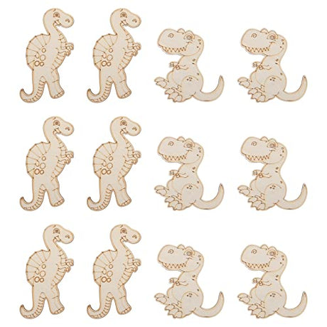 Totority 20pcs Dinosaur Wooden Cutouts for Crafts DIY Wood Cutout Unfinished Painting Wooden Pieces Slices DIY Arts Crafts Supplies Totority