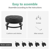 FURWOO Low Roller Seat PU Leather Rolling Stool Step Stool Mechanic Stool on Wheels for Home Office Garage Shop Black FURWOO