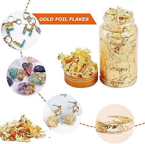 Gold Foil Flakes for Resin, Yibeishu10 Colors Metallic Foil Flakes,Gilding Flakes for Nails, Crafts (Gold, Silver, Copper, Black, Green, Blue, Blue Yibeishu