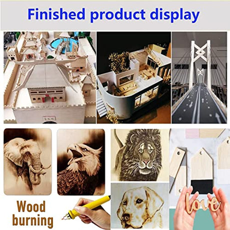 Unfinished Wood Pieces,18 Pack Basswood Sheets 1/16 Thin Plywood Wood Sheets for Crafts,Perfect for Architectural Models, Wooden DIY Ornaments, Cassny