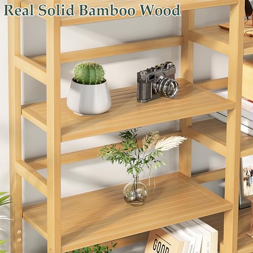 Homykic 6-Tier Triple Wide Bamboo Bookshelf with 17 Open Shelves – 6ft Tall Freestanding Bookcase for Home and Office - WoodArtSupply