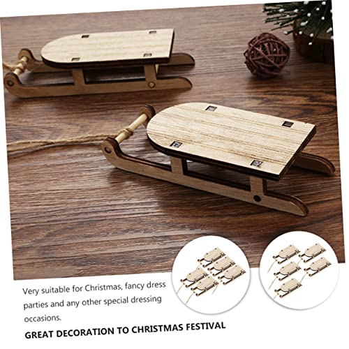 VOSAREA 5pcs Sled Unfinished Wood Rnaments Christmas Sleigh Cutouts Christmas Tree Hanging Ornament Tabletop Wood Sleigh Miniature Sleigh Christmas VOSAREA