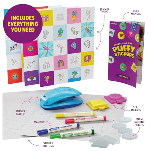 Puffy Sticker Maker Kit for Kids - Make Your Own 3D Stickers - Create DIY Squishy Arts and Crafts - Craft Kits for Girls & Boys Ages 6-10 - Birthday