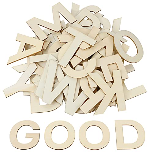 BILLIOTEAM 78 PCS 3" Wooden Craft Letters,Natural Blank Unfinished Wooden Alphabet Letters for DIY Painting,Letter Board,Home Wall Decoration