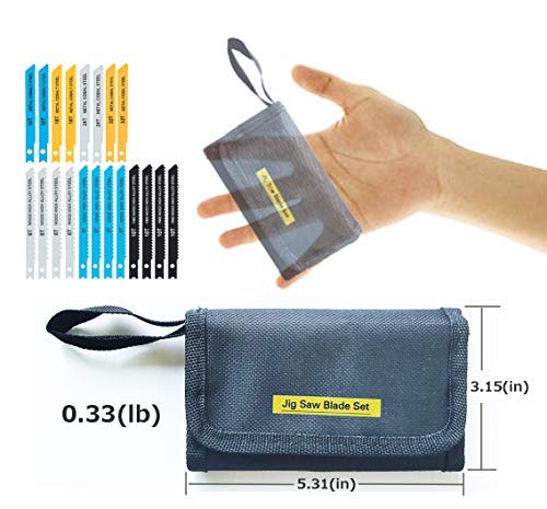 20-Piece Universal Jig Saw Blade Set for Wood,Plastic and Metal Cutting with Tool Bag Universal Design fits All Name Brand and Import jig saws Autsmal