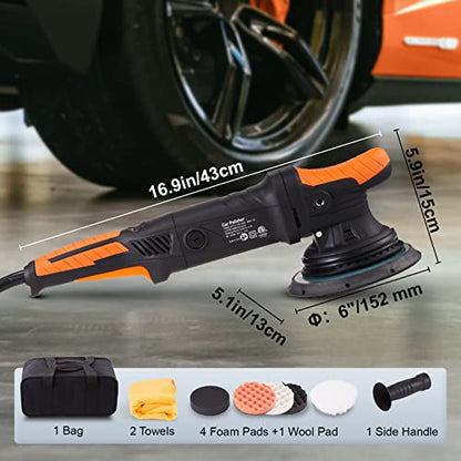 VEVOR Buffer Polisher, 6-Inch Dual Action Polisher for Car Detailing, 6 Variable Speed 1900-4600RPM Random Orbital Polisher Waxer Kit, with - WoodArtSupply