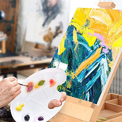 Kuyal Art Kit, 45 Piece Wooden Paint Set Crafts Drawing Painting Kit with Box Easel and 18 Acrylic Oil Paint Colors, 12 Color Pencil Etc. for Teens Kuyal