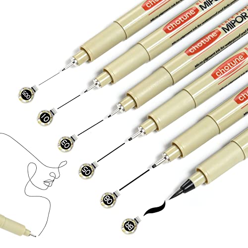 GETHPEN Micro-Pen Fineliner Ink Pens, 6 Pack Black Micro Fine Point Drawing Pens Waterproof Archival Ink Multiliner Pens for Artist Illustration, GETHPEN