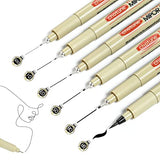 GETHPEN Micro-Pen Fineliner Ink Pens, 6 Pack Black Micro Fine Point Drawing Pens Waterproof Archival Ink Multiliner Pens for Artist Illustration, GETHPEN