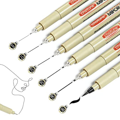 GETHPEN Micro-Pen Fineliner Ink Pens, 6 Pack Black Micro Fine Point Drawing Pens Waterproof Archival Ink Multiliner Pens for Artist Illustration, GETHPEN