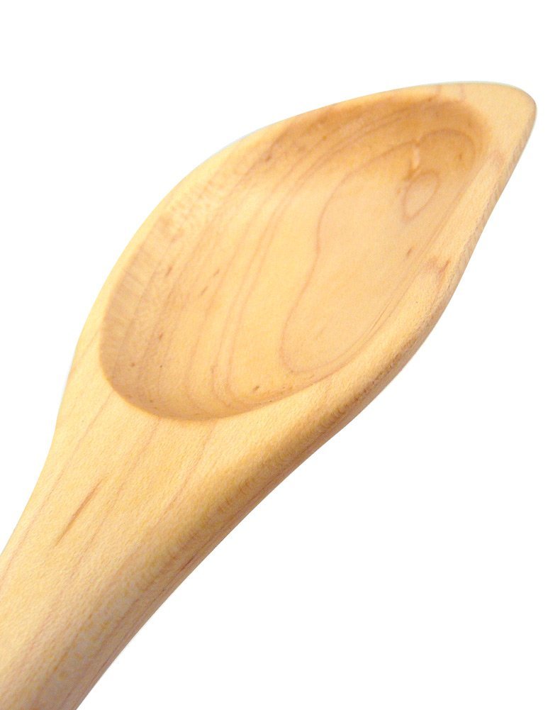 American Made Natural Hard Maple Wood Angled Cooking and Mixing Spoons, Set of 3 (Right Handed Version)