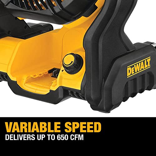 DEWALT 20V MAX Jobsite Fan, Cordless, Portable, Bare Tool Only (DCE512B), 12x8x14 inches, Yellow/Black - WoodArtSupply