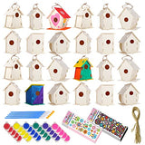 12 Pack Large DIY Bird Houses Kits for Kids, Kids Craft Kits Wood Houses for DIY Crafts Class Party, 12 Birdhouse Kits with 12 Paint Strips & ILHSTY