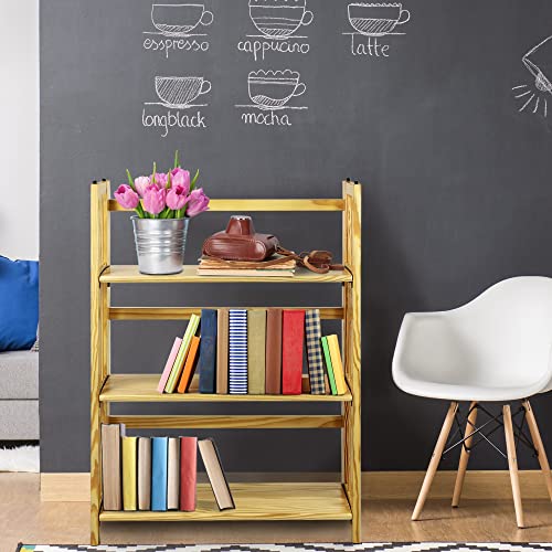 Casual Home 3-Shelf Folding Stackable Bookcase (27.5" Wide)-Natural Casual Home