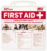 M2 BASICS Complete 321 Piece Emergency First Aid Kit | Business & Home Medical Supplies | Wall Mountable Hard Case | Office, Car, Travel, School, M2 BASICS