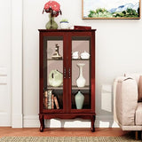 Dolonm Curio Cabinet with Tempered Glass Doors, Curio Cabinets with Mirrored Back Panel and Adjustable Shelves, Lighted Display Cabinet for Home, Dolonm