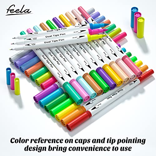 feela 100 Colors Dual Tip Brush Pens with Fineliners Art Markers, Wate –  WoodArtSupply