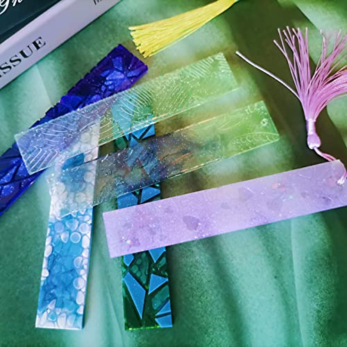 2 Set of Bookmark with Tassel Silicone Resin Mold Rectangle Leaves Texture Flower Shaped Epoxy Silicone Casting Molds Bookmark for Reading Book 10 Qinlunuho