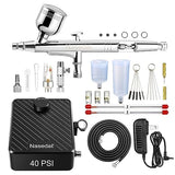 Nasedal Upgraded Dual-Action Airbrush kit with 40PSI Air Compressor Air Brush Model Paint for Car Nail Makeup Cake Decoration Art Drawing Craft nasedal