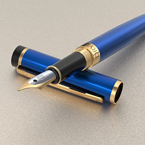 Dryden Designs Fountain Pen - Medium Nib | Includes 24 Ink Cartridges (12 Black 12 Blue) and Ink Refill Converter | Calligraphy Pen, Consistent Dryden Designs