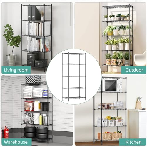 ALVOROG 5 Tier Shelves for Storage Shelving Units and Storage Heavy Duty Metal Storage Shelf Wire Rack Shelving Adjustable Kitchen Shelf Garage ALVOROG