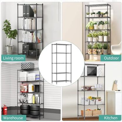 ALVOROG 5 Tier Shelves for Storage Shelving Units and Storage Heavy Duty Metal Storage Shelf Wire Rack Shelving Adjustable Kitchen Shelf Garage - WoodArtSupply