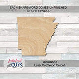 Arkansas Wood Cutouts for crafts, Laser Cut Wood Shapes 5mm thick Baltic Birch Wood, Multiple Sizes Available Elliefont Styles