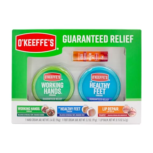 O'Keeffe's Giftbox Including Lip Repair with Cherry and Vitamin E Oil Stick, Working Hands Jar and Healthy Feet Jar O'Keeffe's