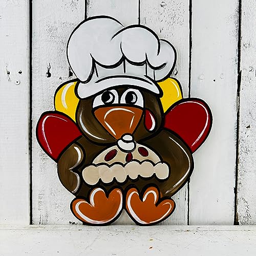Turkey with Pie, Thanksgiving Shape Unfinished Wood Cutout, Paint by Line Build-A-Cross