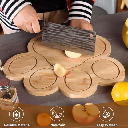 2 Pack Paw Shaped Bamboo Cutting Board Wooden Serving Board Tray Kitchen Wood Chopping Board Bamboo Serving Cheese Charcuterie Board Platter for