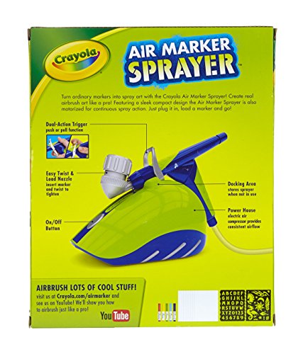 Crayola Air Marker Sprayer Airbrush Kit, Gift for Kids Age 8, 9, 10 Crayola