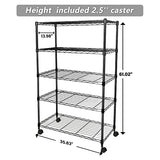 YSSOA 5-Tier Heavy Duty Storage Shelving Unit ,Black,36L x 14W x 60H Inch YSSOA