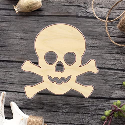 Skull and Crossbones Wood Craft,Unfinished Wooden Cutout Art,DIY Wood Sign, Inspirational Farmhouse Wall Plaque,Rustic Home Decor for Home Laundry Arupkeer