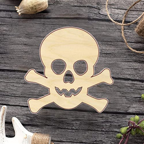 Skull and Crossbones Wood Craft,Unfinished Wooden Cutout Art,DIY Wood Sign, Inspirational Farmhouse Wall Plaque,Rustic Home Decor for Home Laundry Arupkeer