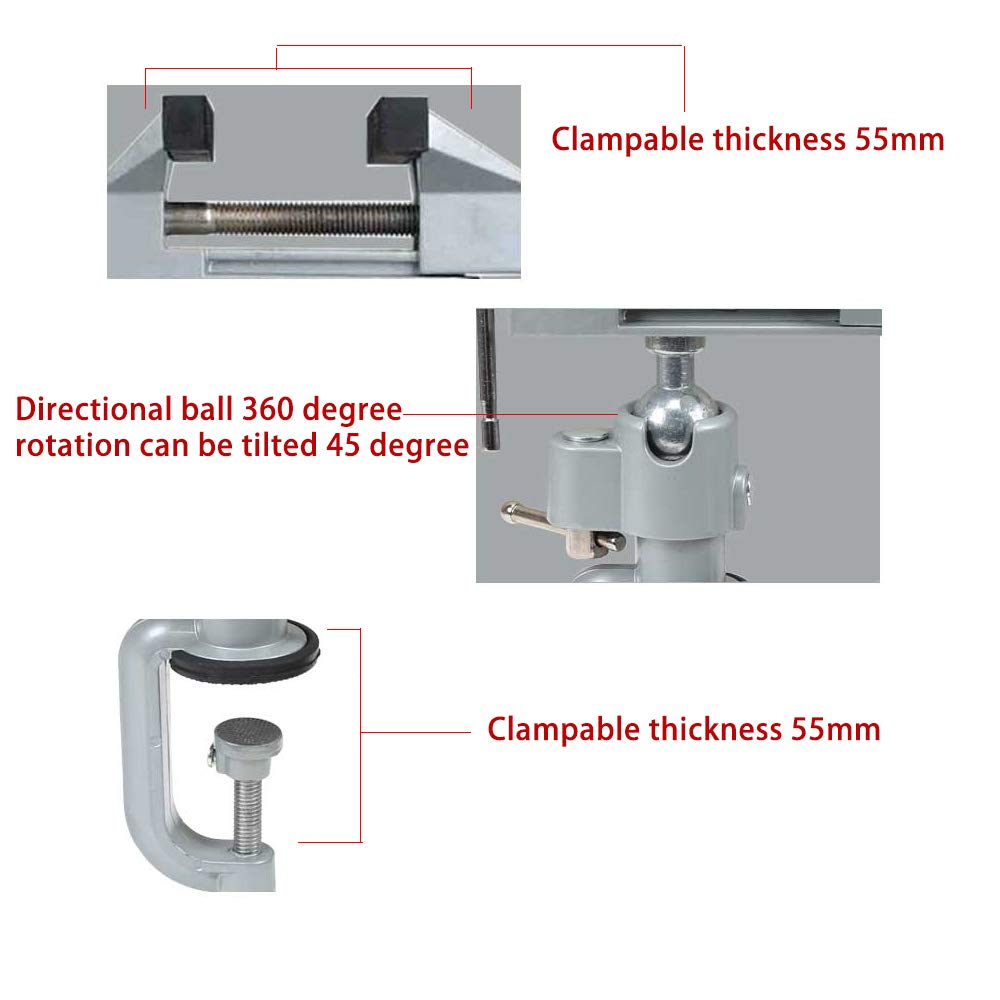 Annurssy Bench Clamp 3 inch Rotatable 360 degree Table Vise for Small Works Drilling Metal Wood Working Making Jewelry Fashion Doll - WoodArtSupply