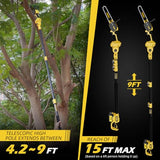 TROOZY Cordless Pole Saw & Mini Chainsaw 2-IN-1, 21V 3Ah Battery Powered 6 Inch Brushless Electric Rotatable Pole Saw, 15-Foot Max Reach & Troozy