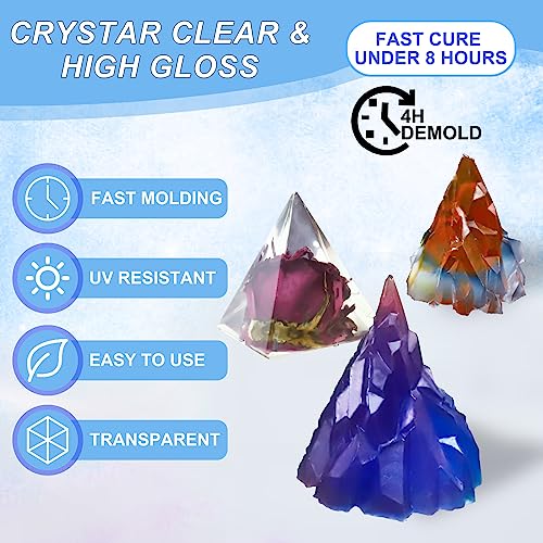 16OZ Quick Curing Epoxy Resin Kit - 4 Hrs Demold Upgrade - Clear & Bubble Free Epoxy - Fast Demold 1:1 Mix Resin - High Hardness for Art, Jewelry, MTBJZJ