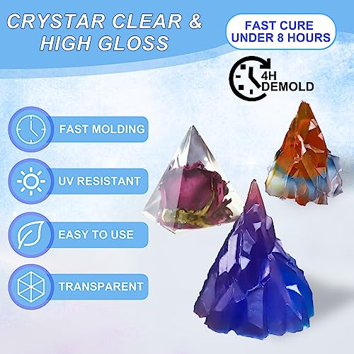 16OZ Quick Curing Epoxy Resin Kit - 4 Hrs Demold Upgrade - Clear & Bubble Free Epoxy - Fast Demold 1:1 Mix Resin - High Hardness for Art, Jewelry, - WoodArtSupply