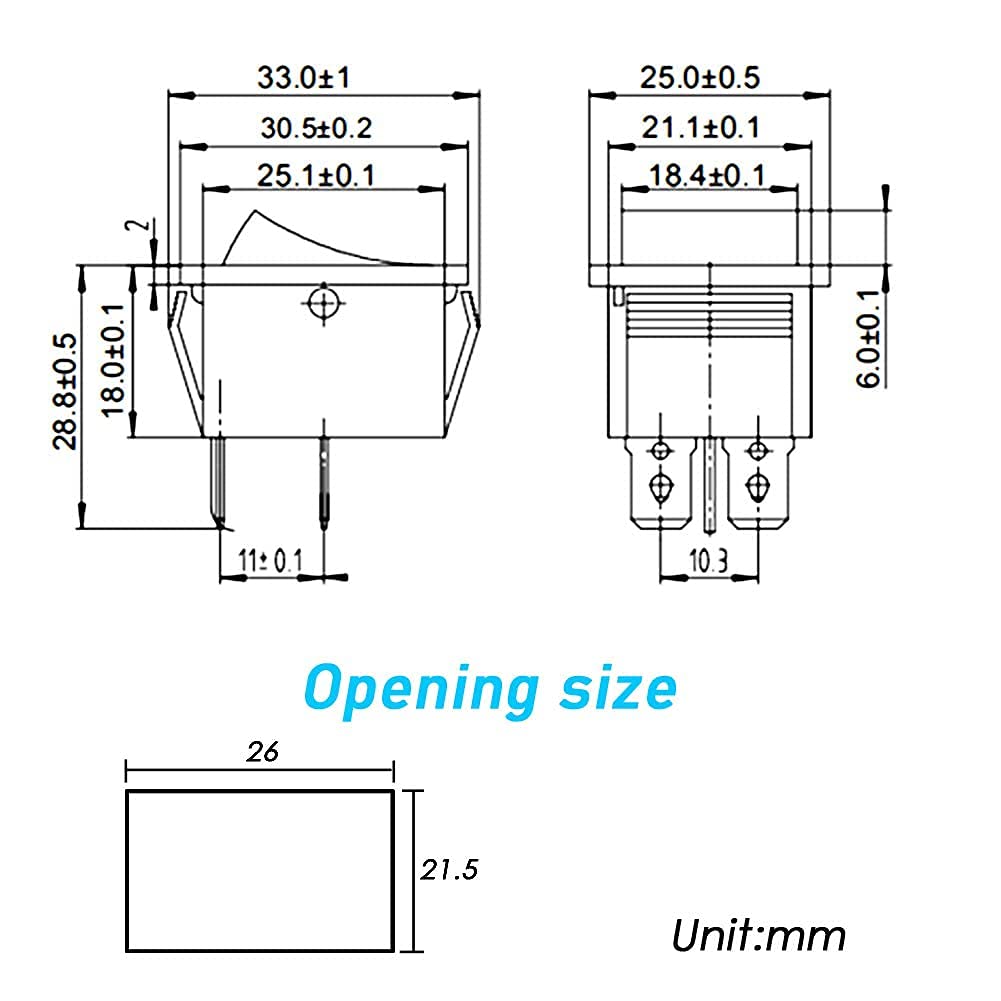mxuteuk 3pcs AC110V/120V Rocker Switch DPST ON-Off 4 Pin Red Light Illuminated Snap-in Toggle Power Switch, AC 250V 6A 125V 10A, Use for Household mxuteuk