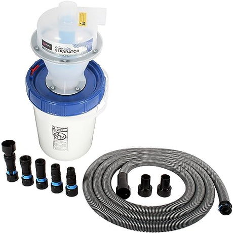 Assembled Quick Click Dust Separator with 5 Gallon Locking Collection Bin and Power Tool Adapter Set with 16 Ft. Hose Cen-Tec Systems