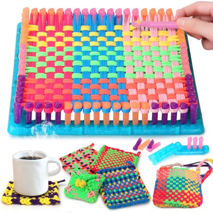 IQKidz Weaving Loom Kit for Kids and Adults - Potholder Weave Looming Toys, Gift for Girls Ages 6 7 8 9 10 11 12 13 Years Old and Above, Square - WoodArtSupply