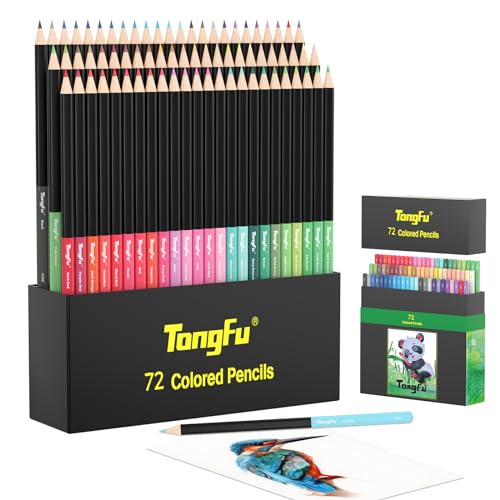 TongFu Color Pencil Set, 72 Colored Pencils for Adult Coloring Books, Oil Based Soft Core, Coloring Pencils for Sketching, Shading, Blending, Drawing