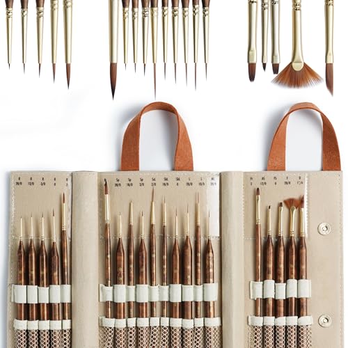 Artify Extreme Detail Paint Brushes, Miniature Paint Brushes for Models, 20pcs Mini Small Paint Brushes for Painting with a Handbag, Ultra Fine - WoodArtSupply