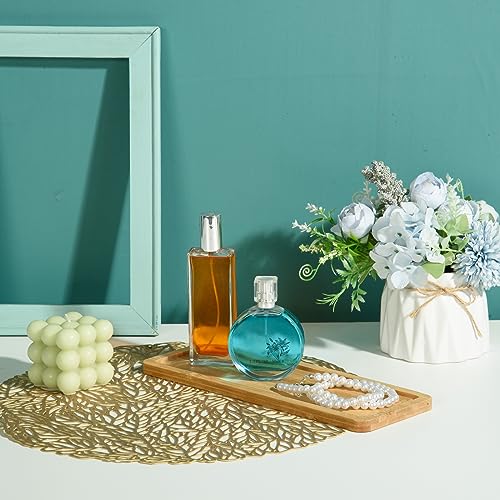 6 Pack Bamboo Serving Tray Rectangle Bamboo Wood Tea Serving Tray Rounded Edges Wooden Bathroom Counter Tray Bamboo Vanity Tray for Dresser Food AWIZOM